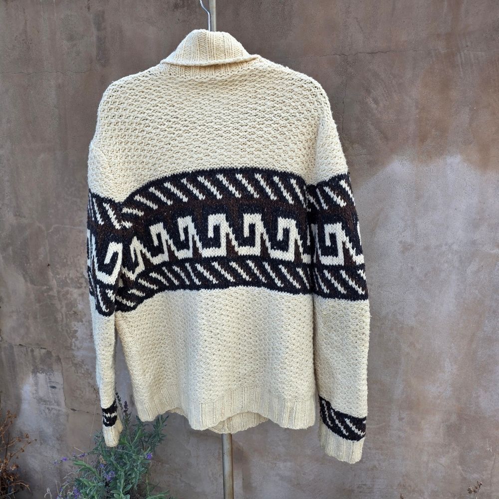 Vince cowl neck fisherman cardigan with indigenous design - Picture 3 of 9